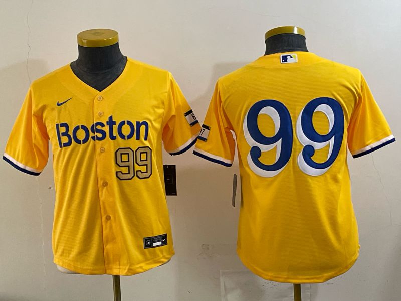 Youth 2025 Boston Red Sox #99 No Name Yellow Nike MLB Jersey 05->youth mlb jersey->Youth Jersey